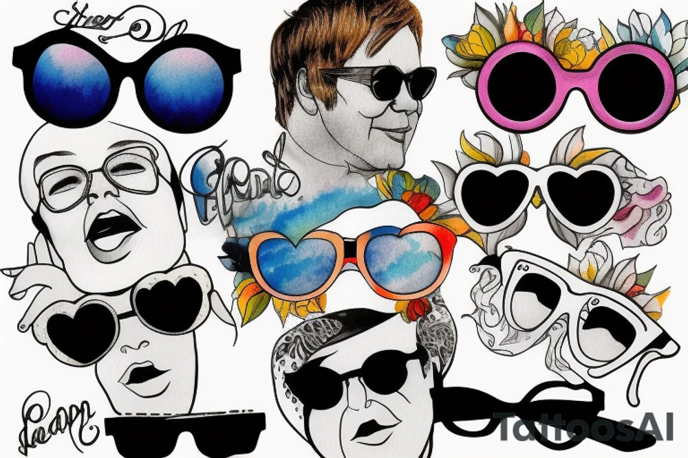 Elton john sunglasses tattoo idea