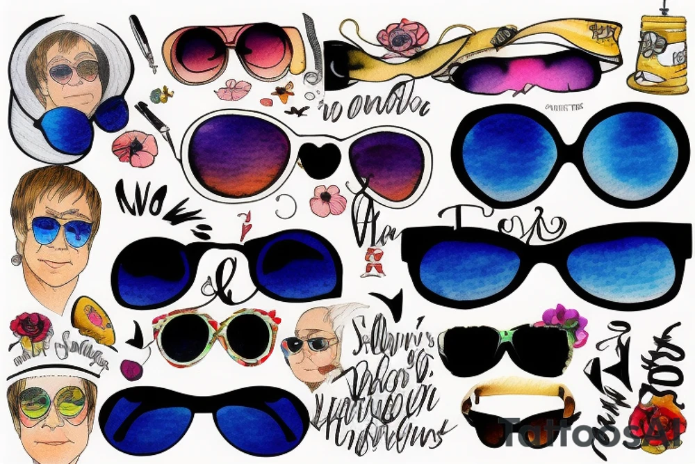 Elton john's sunglasses tattoo idea