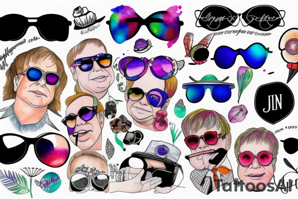 Elton john's sunglasses tattoo idea