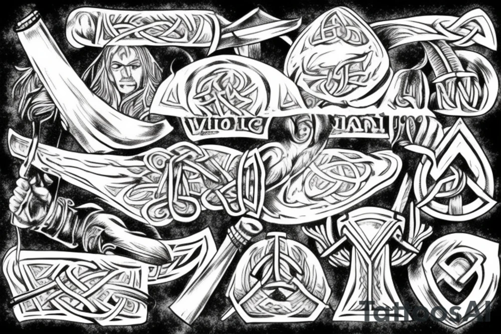Viking holding mjolnir tattoo idea