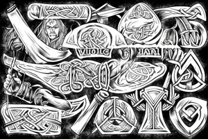 Viking holding mjolnir tattoo idea