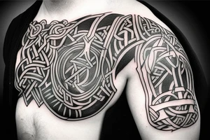 Viking holding mjolnir tattoo idea