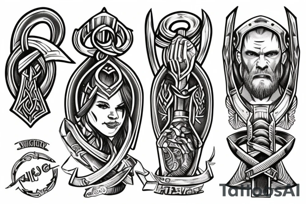 Viking holding mjolnir tattoo idea