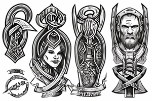 Viking holding mjolnir tattoo idea