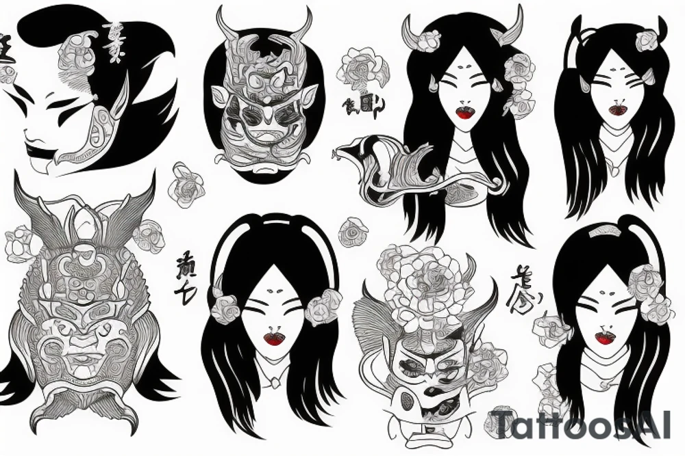 Girl with hannya tattoo idea