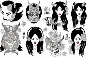 Girl with hannya tattoo idea