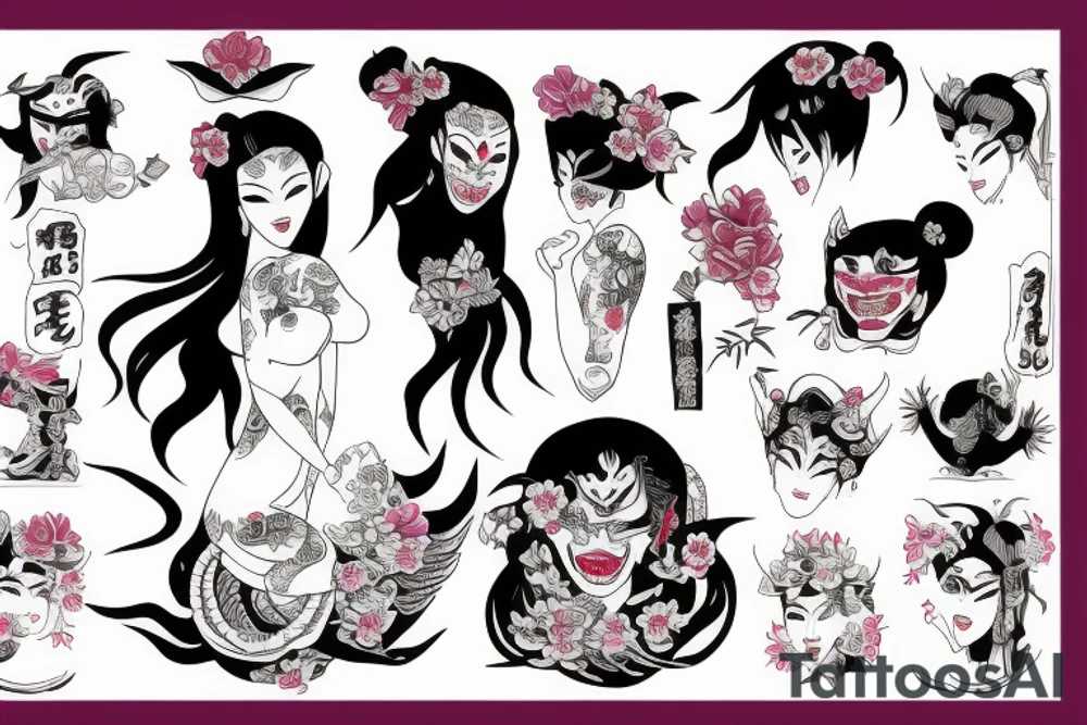 Girl with hannya tattoo idea