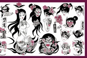 Girl with hannya tattoo idea