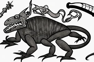 Armored lizard with Big sword tattoo idea