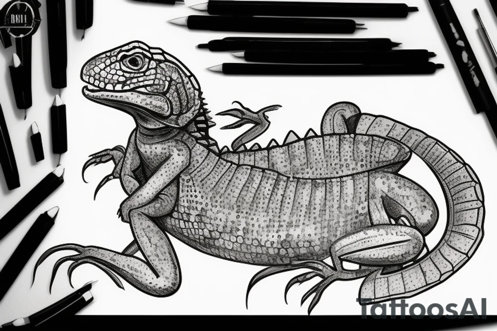 Armored lizard tattoo idea