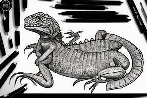 Armored lizard tattoo idea