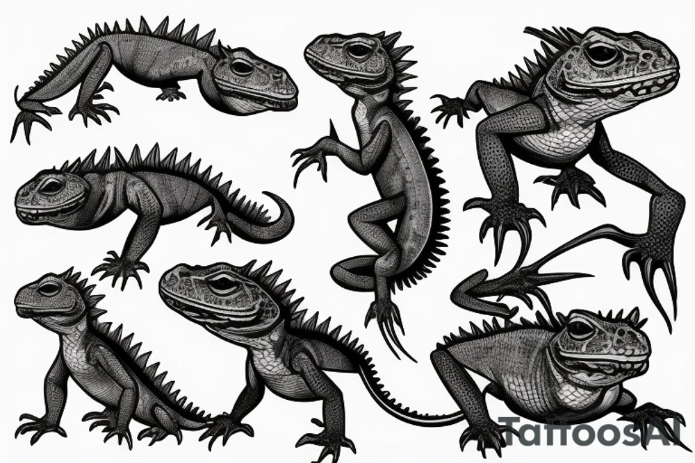 Armored lizard tattoo idea