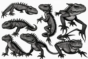 Armored lizard tattoo idea