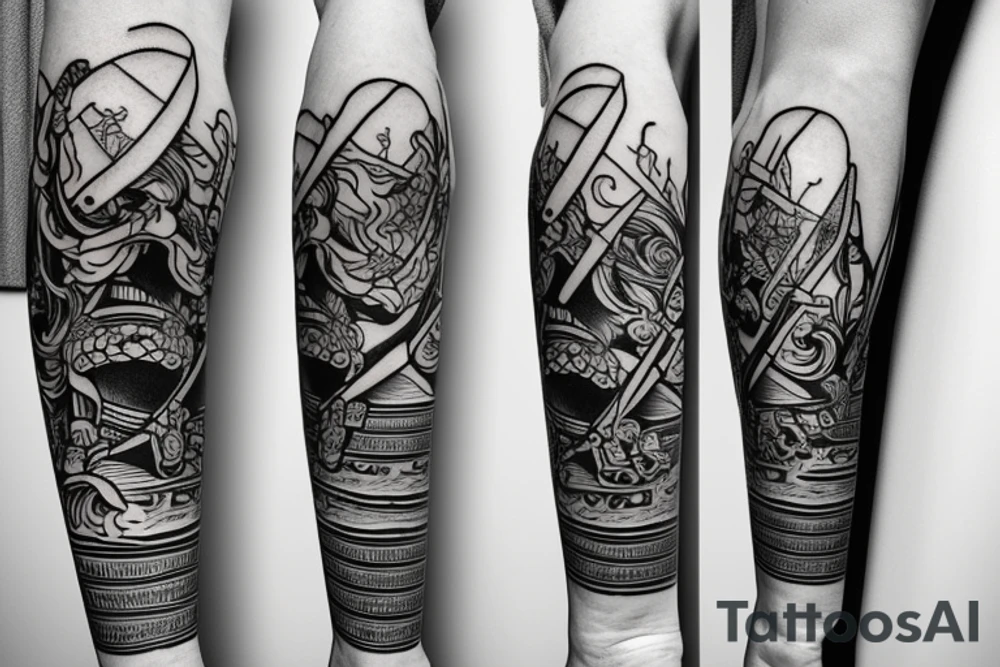 samurai on forearm tattoo idea