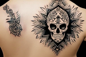 Badass skull on back tattoo idea