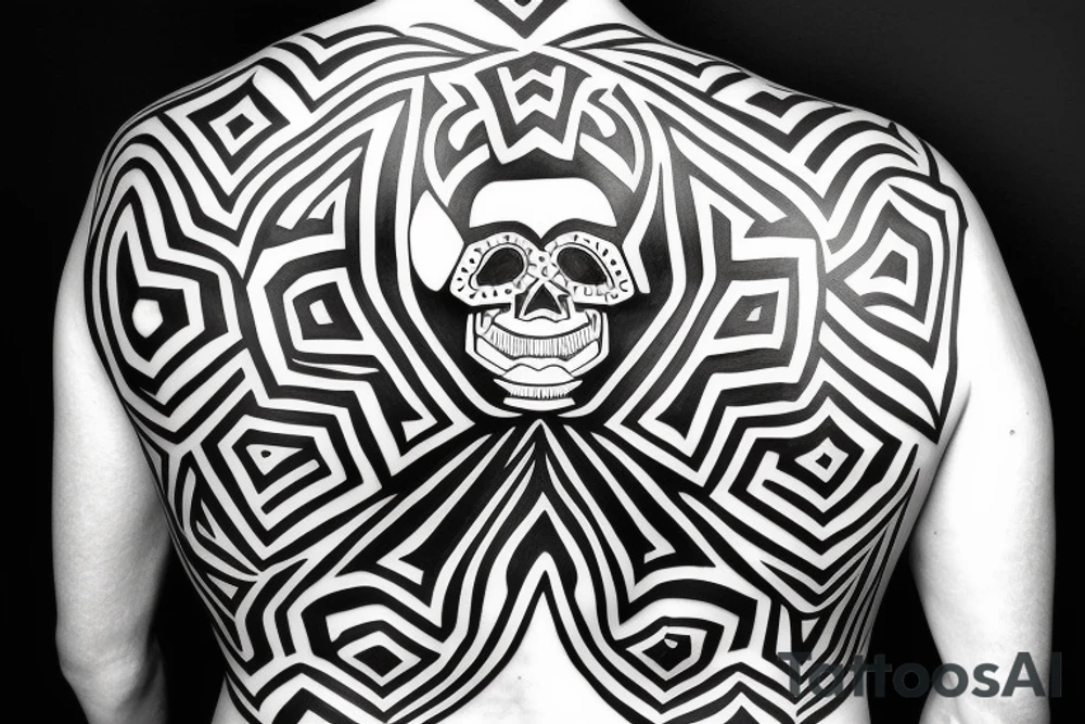 Badass geometric skull on all back tattoo idea