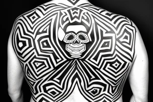 Badass geometric skull on all back tattoo idea