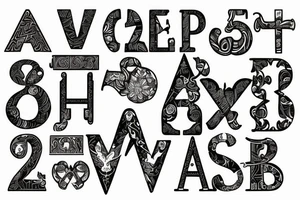 a pattern of letters using 2 V's, and 3 A's tattoo idea