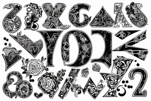 a pattern of letters using 2 V's, and 3 A's tattoo idea