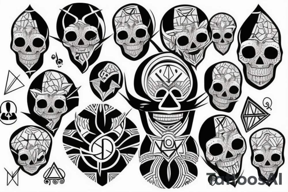 geometric skull on all back tattoo idea