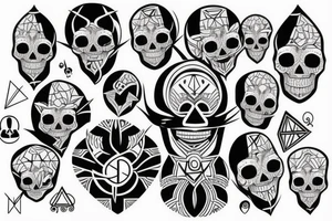 geometric skull on all back tattoo idea