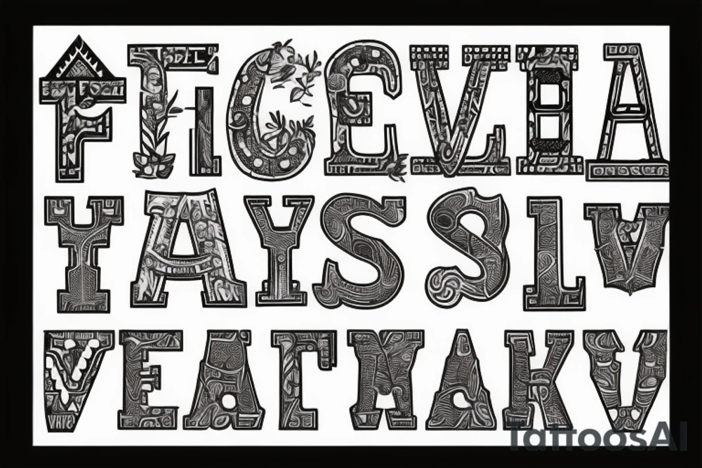 a pattern of letters using only the letters V and A tattoo idea