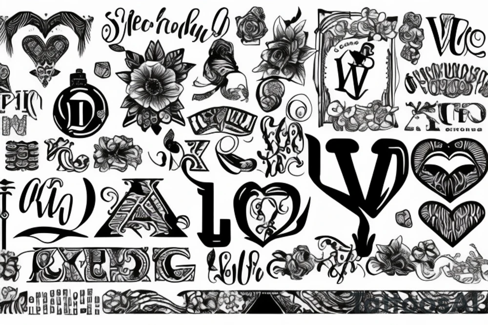 a pattern of letters using only the letters V and A tattoo idea