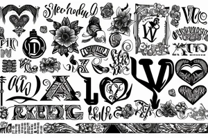 a pattern of letters using only the letters V and A tattoo idea