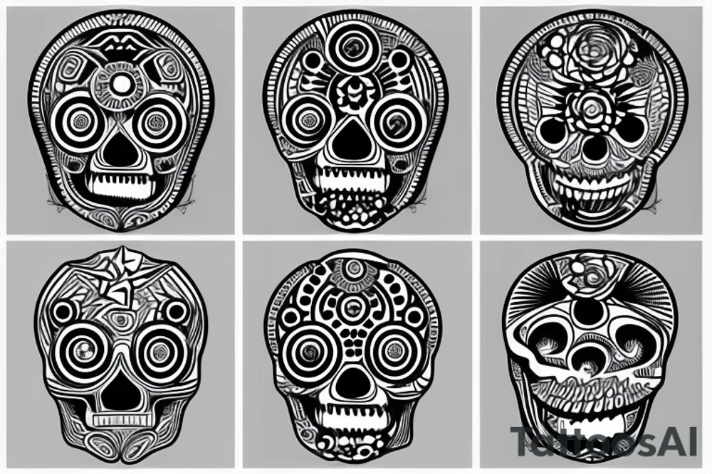 geometric big skull on all back tattoo idea