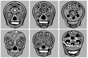 geometric big skull on all back tattoo idea