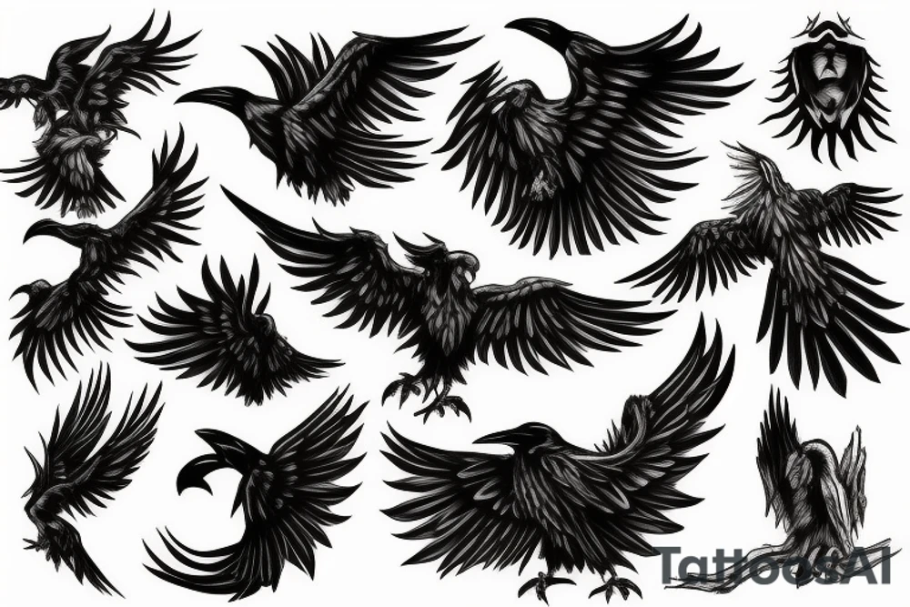 Raven burning and reincarnating as a phoenix tattoo idea