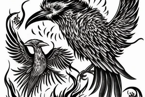 Raven burning and reincarnating as a phoenix tattoo idea