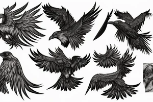 Raven losing its feathers and reincarnating as a phoenix tattoo idea