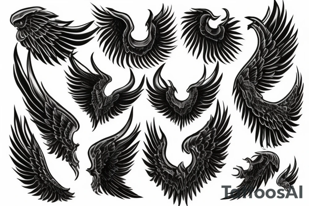 Half demon wing half Angel wing tattoo idea