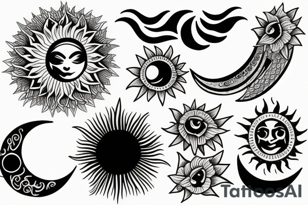 Moon and sun tattoo idea