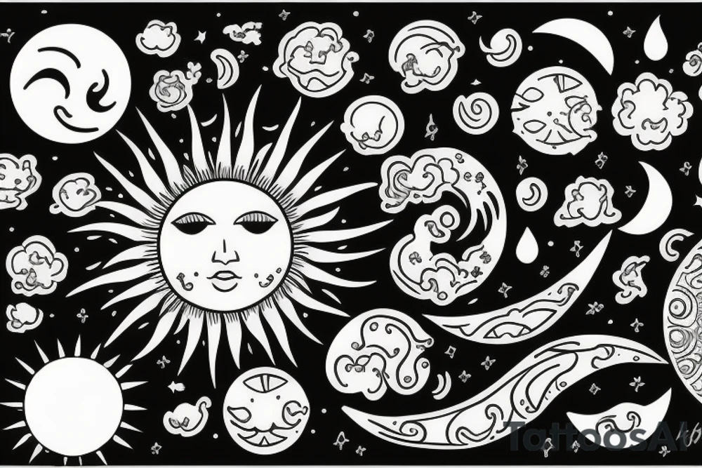 Moon and sun tattoo idea
