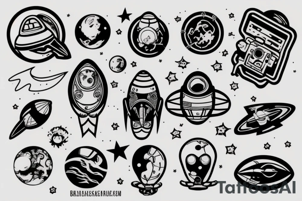 Astronaut and spaceship tattoo idea