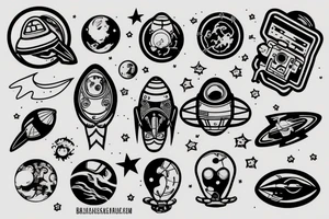 Astronaut and spaceship tattoo idea