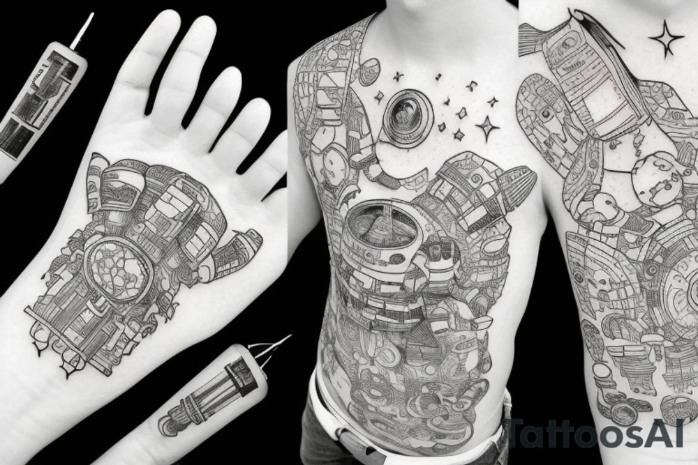 Astronaut and spaceship tattoo idea