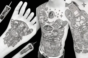 Astronaut and spaceship tattoo idea