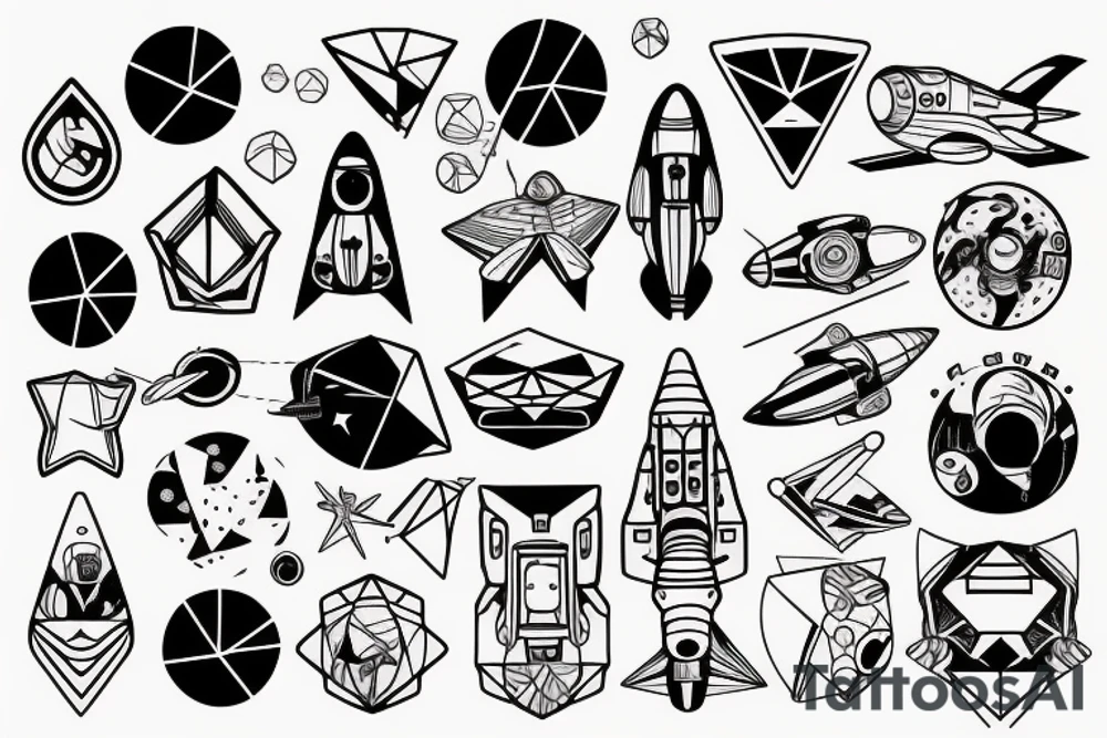 Astronaut and spaceship tattoo idea