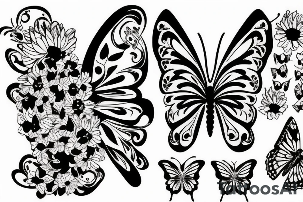 Butterfly with skull tattoo idea