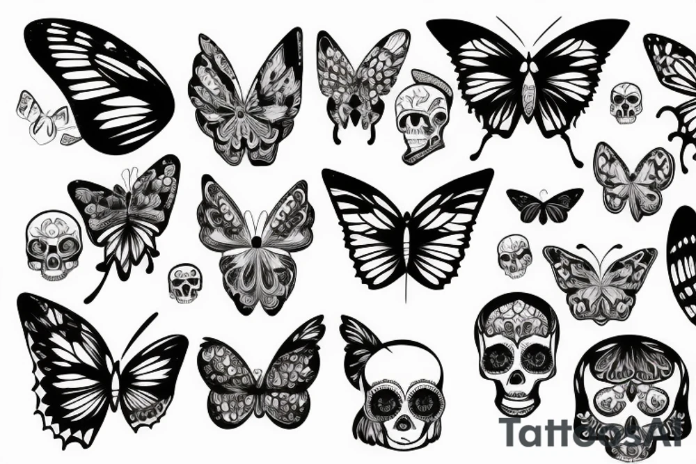 Butterfly with skull tattoo idea