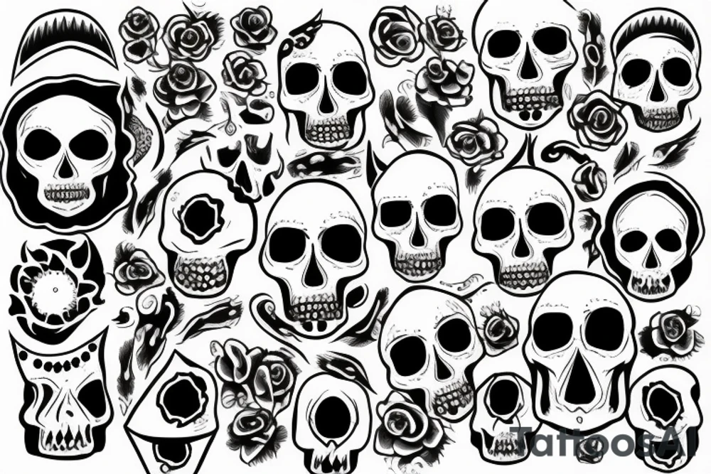 Sun with skull tattoo idea