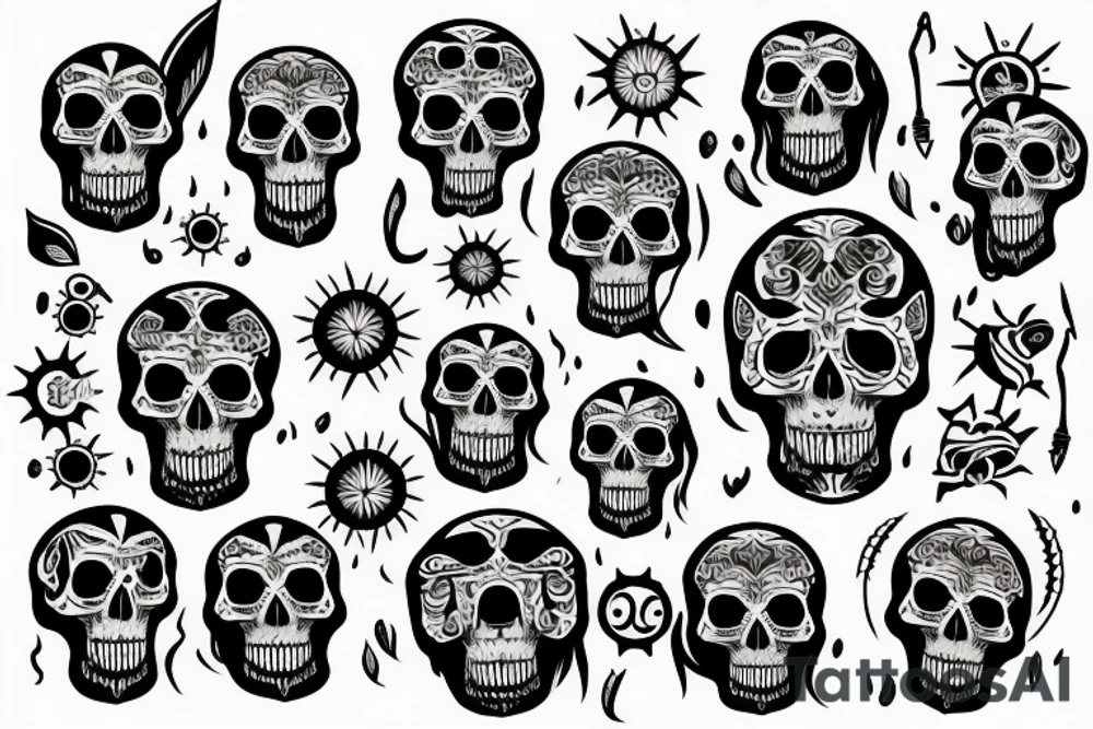 Sun with skull tattoo idea