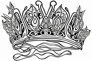 Queen crown with wild flowers hanging from it tattoo idea