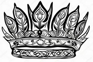 Queen crown with wild flowers hanging from it tattoo idea