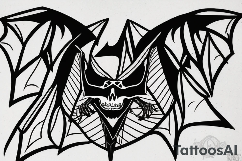 A outline of a bat with a bat skeleton inside tattoo idea A outline of a bat with a bat skeleton inside tattoo idea