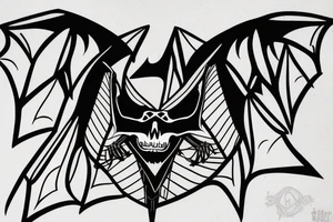 A outline of a bat with a bat skeleton inside tattoo idea