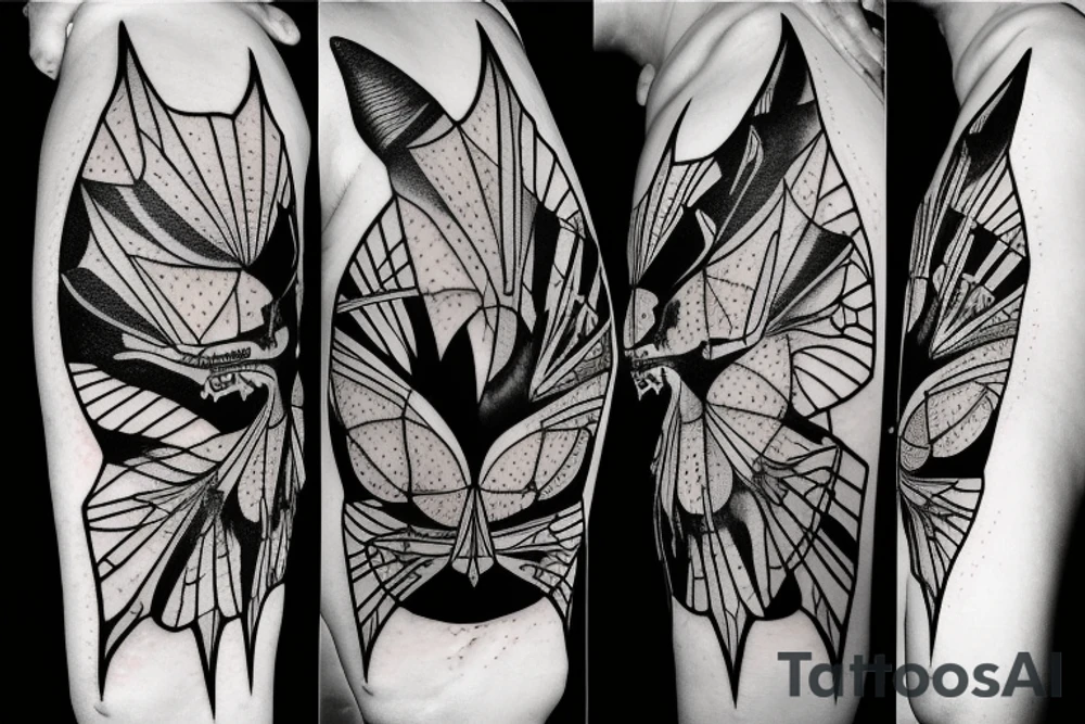 A outline of a bat with a bat skeleton inside tattoo idea A outline of a bat with a bat skeleton inside tattoo idea